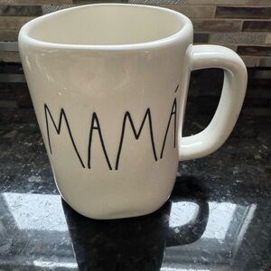 Rae Dunn White Ceramic Mug with Black "MAMÁ" Lettering